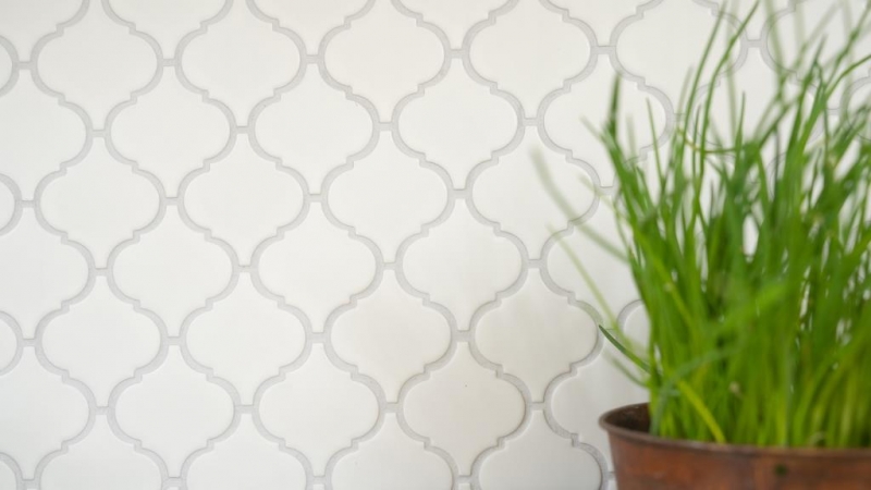 Motif main Retro Vintage Carreau de mosaïque Céramique Florentine blanc mat MOS13-11WM_m
