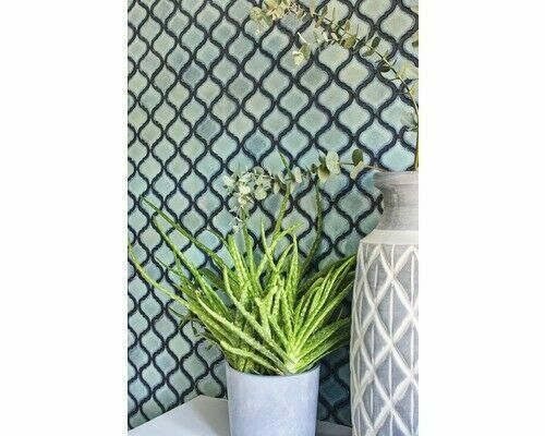 Motif main Retro Vintage Carreau de mosaïque Céramique Florentine bleu moucheté brillant MOS13-0408_m