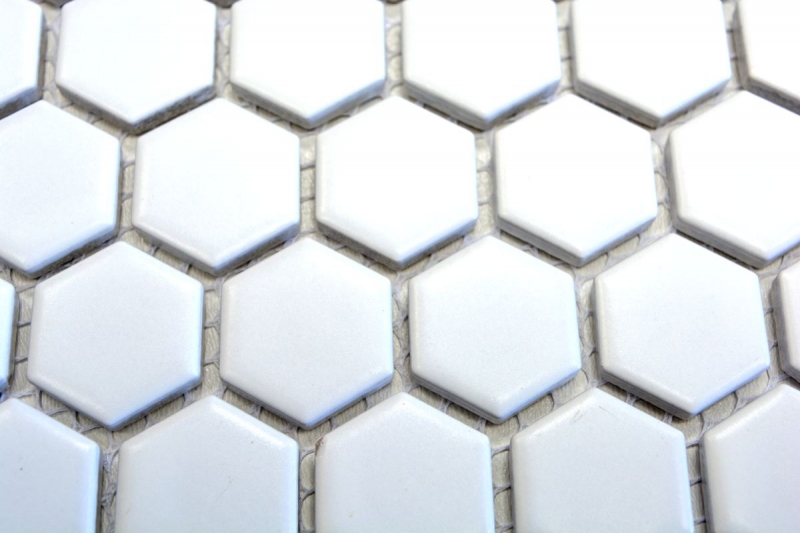 Motif main Mosaïque Carreau céramique Hexagone blanc mat mur douche Carreaux muraux MOS11A-0111_m