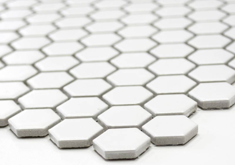Motif main Mosaïque Carreau céramique Hexagone blanc mat mur douche Carreaux muraux MOS11A-0111_m