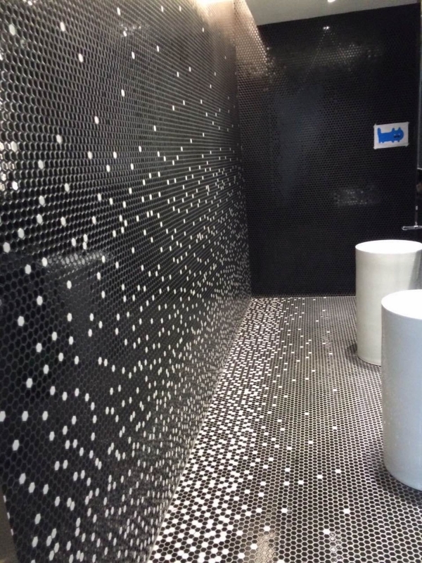 Motif main Mosaïque Céramique Hexagone noir brillant Carrelage mural Carrelage salle de bain MOS11A-0302_m