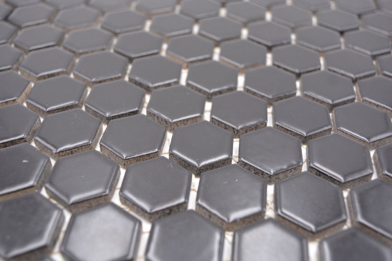 Motif main Mosaïque Céramique Hexagone noir mat Miroir de fond de douche MOS11A-0311_m