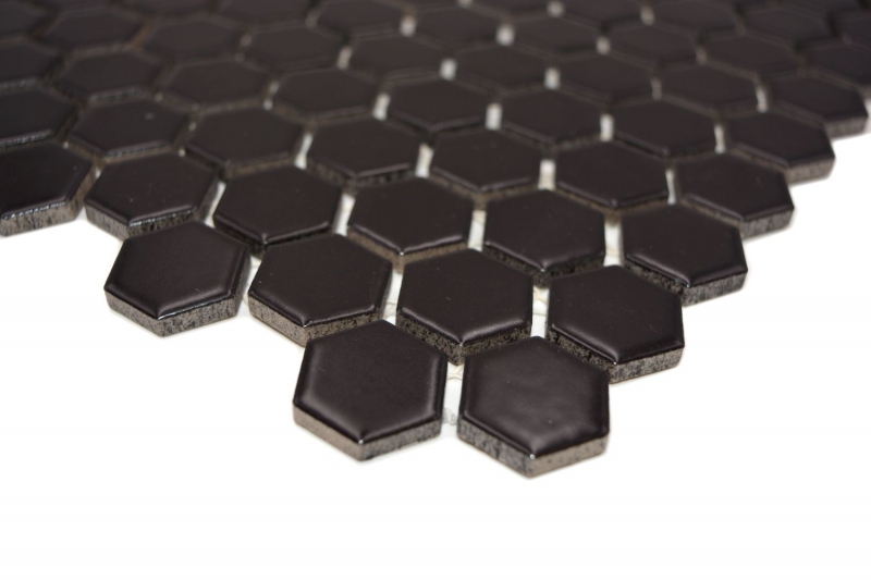 Motif main Mosaïque Céramique Hexagone noir mat Miroir de fond de douche MOS11A-0311_m