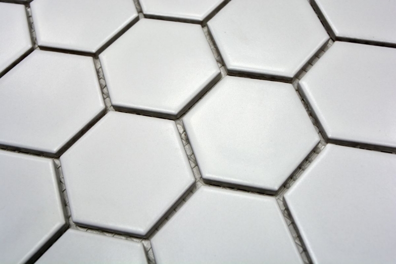 Motif main Mosaïque Céramique Hexagone blanc mat Carrelage mural Carrelage salle de bain MOS11B-0111_m