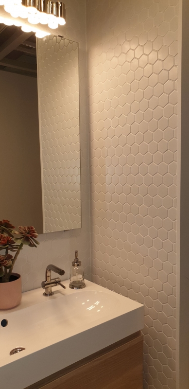 Motif main Mosaïque Céramique Hexagone blanc mat Carrelage mural Carrelage salle de bain MOS11B-0111_m