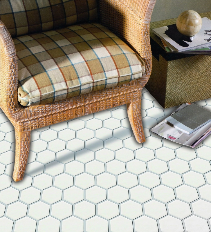 Motif main Mosaïque Céramique Hexagone blanc mat Carrelage mural Carrelage salle de bain MOS11B-0111_m