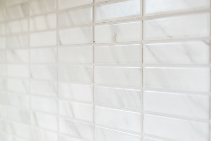 Motif manuel Carreau de mosaïque Céramique Bâtons aspect pierre blanc Carrelage cuisine MOS24-STSO01_m