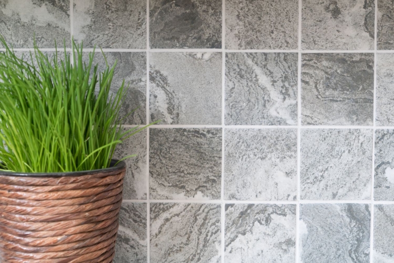 Motif main Carreau mosaïque Céramique aspect pierre Structure grise Carrelage cuisine MOS22-HWA9GY_m