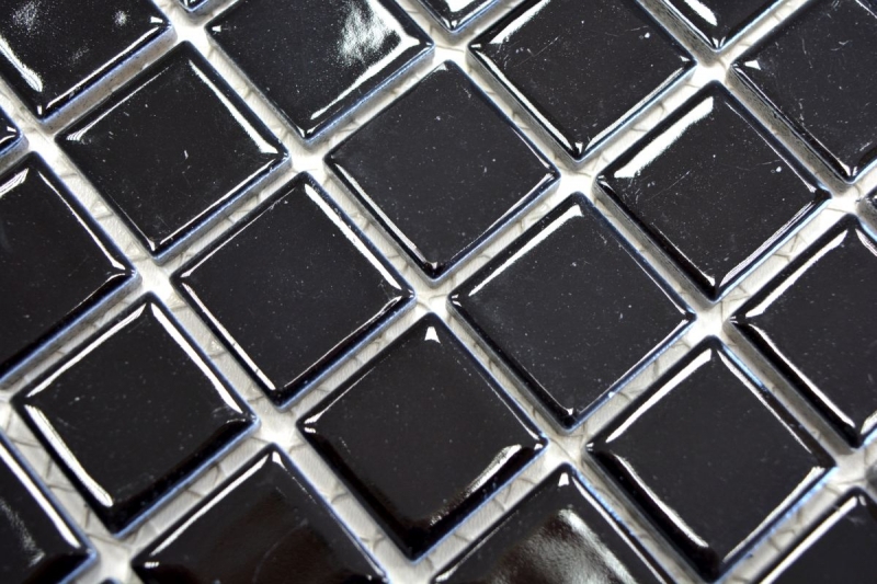 Motif manuel Carreau de mosaïque Céramique NOIR BRILLANT Mur Carrelage cuisine MOS18-0302_m