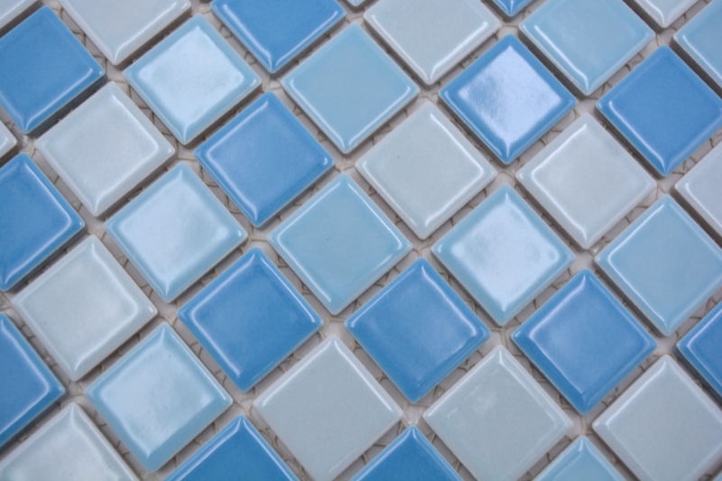 Échantillon manuel de mosaïque de piscine Carreau de mosaïque céramique bleu mix brillant BAD Paroi de douche MOS18-0406_m