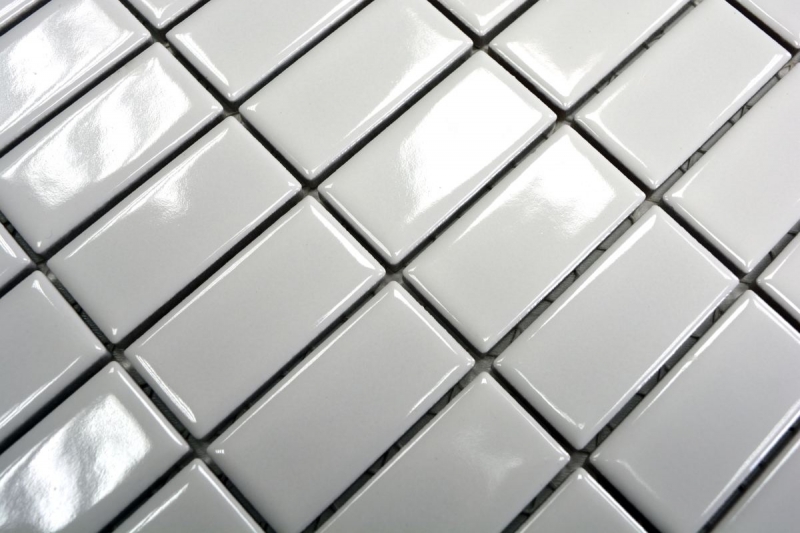 Motif main Mosaïque Carreau céramique baguettes blanc brillant Carrelage cuisine MOS24B-0101_m