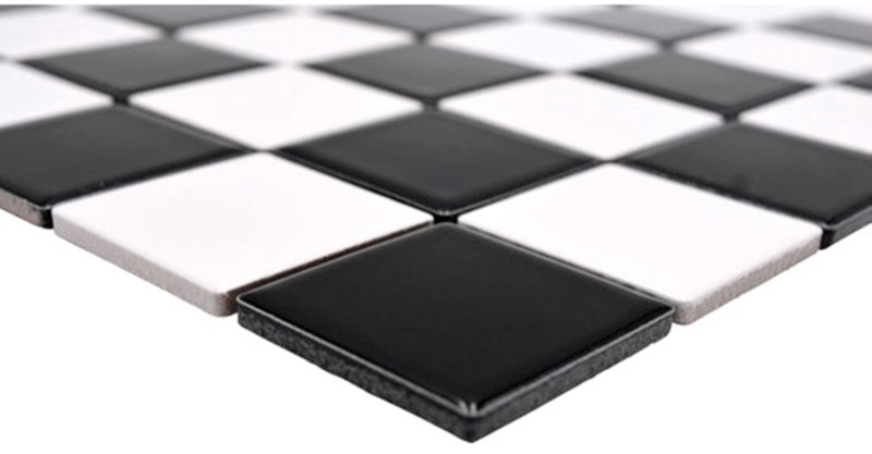 Échantillon manuel de carreaux de mosaïque de cuisine damier noir blanc brillant MOS16-CD200_m