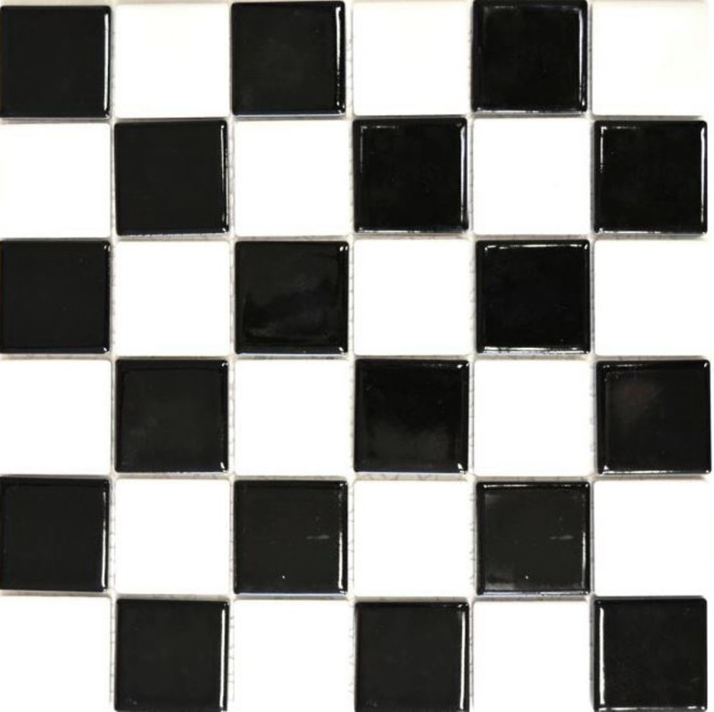 Échantillon manuel de carreaux de mosaïque de cuisine damier noir blanc brillant MOS16-CD200_m
