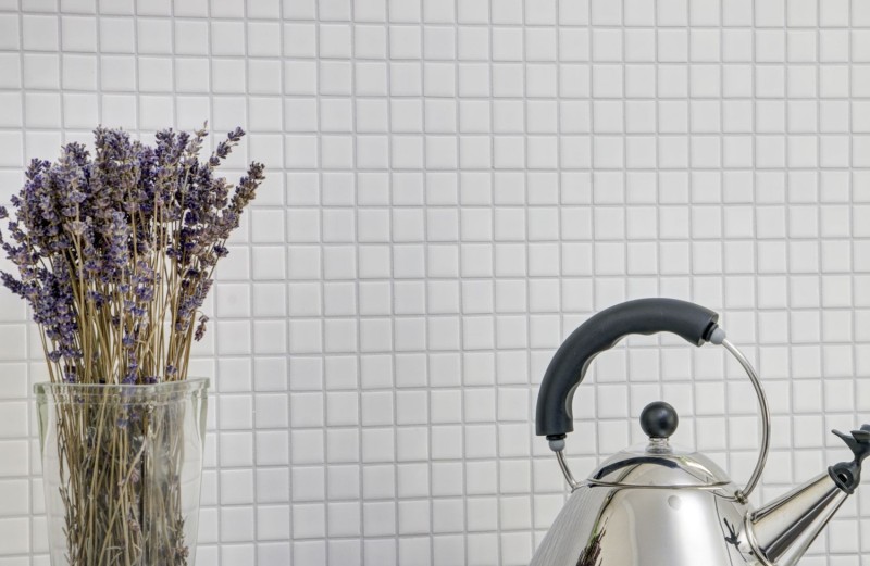 Échantillon manuel Mosaïque céramique BLANC MATT Dossier de douche Carreau de salle de bain Dossier de cuisine MOS18D-0111_m