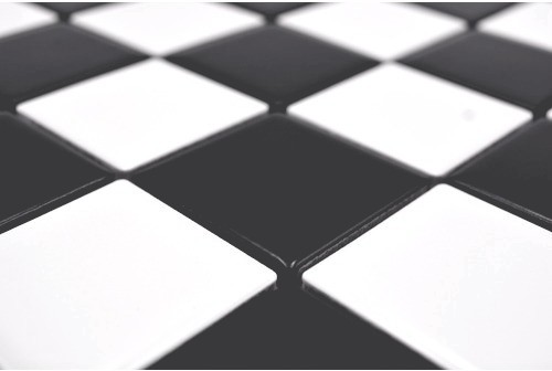 Échantillon manuel de carreaux de mosaïque céramique blanc noir mat damier MOS16-CD202_m