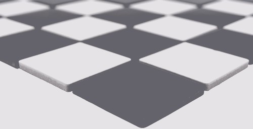 Échantillon manuel de carreaux de mosaïque céramique blanc noir mat damier MOS16-CD202_m