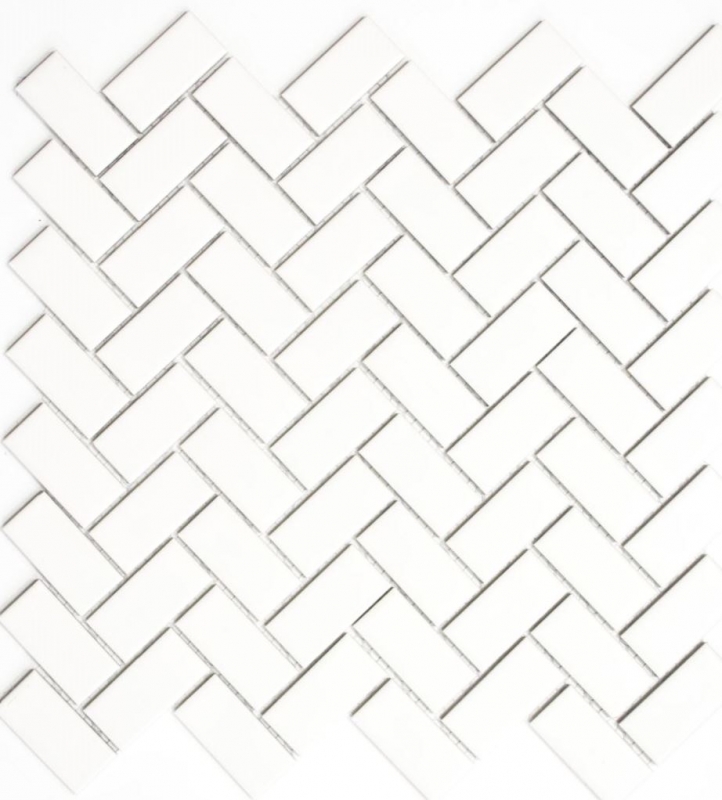 Échantillon manuel de mosaïque Carreau en céramique à chevrons blanc mat Revêtement de baignoire MOS24-CHB05WM_m