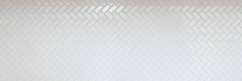 Échantillon manuel de mosaïque Carreau en céramique à chevrons blanc mat Revêtement de baignoire MOS24-CHB05WM_m