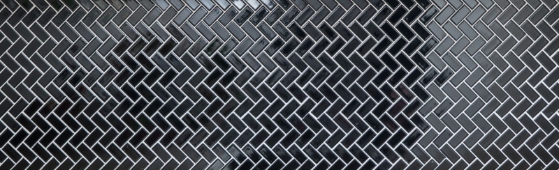 Échantillon manuel de mosaïque Carreau en céramique à chevrons noir brillant Carreau de sol en mosaïque MOS24-CHB6BG_m