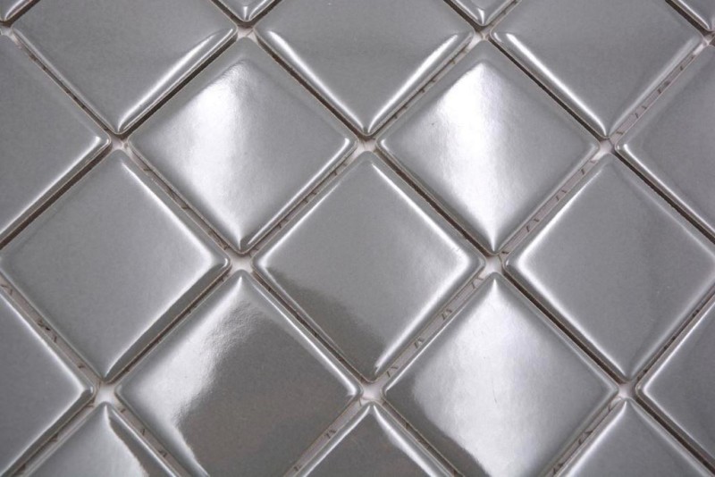 Motif manuel Carreau de mosaïque Céramique gris métal brillant Carrelage mural de cuisine MOS16B-0204_m