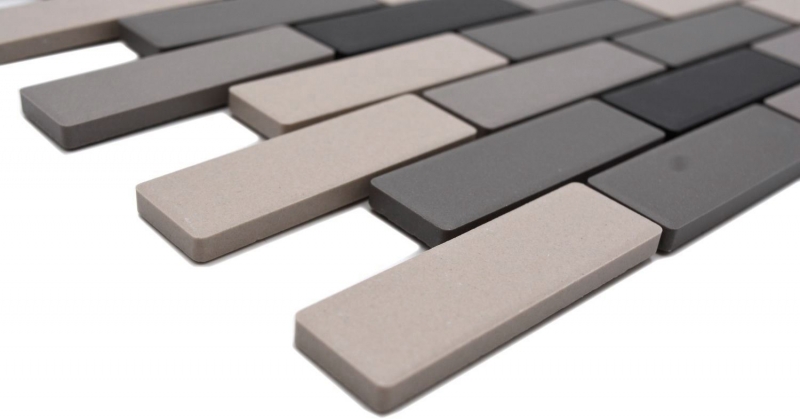 Échantillon manuel Carreau de mosaïque Céramique beige clair gris Brick non émaillé Carreau de douche Carreau de sol MOS26-0206-R10_m