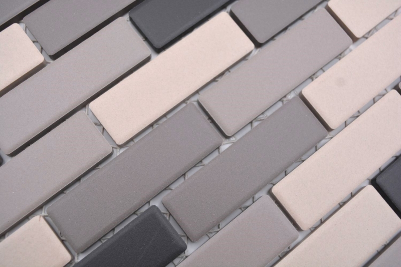 Échantillon manuel Carreau de mosaïque Céramique beige clair gris Brick non émaillé Carreau de douche Carreau de sol MOS26-0206-R10_m