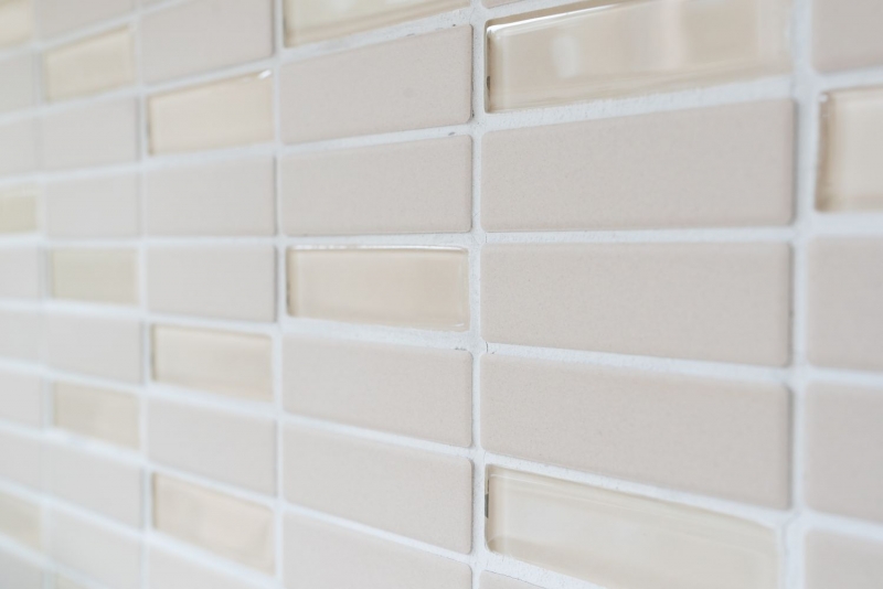 Motif main Carreau de mosaïque Céramique Bâtons beige clair non émaillé Verre Carreau de douche Carreau de sol MOS24-1212-R10_m