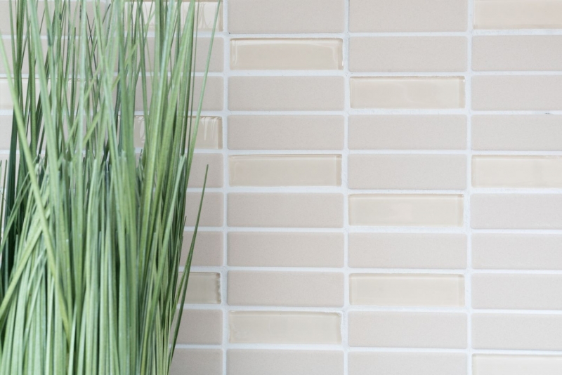 Motif main Carreau de mosaïque Céramique Bâtons beige clair non émaillé Verre Carreau de douche Carreau de sol MOS24-1212-R10_m