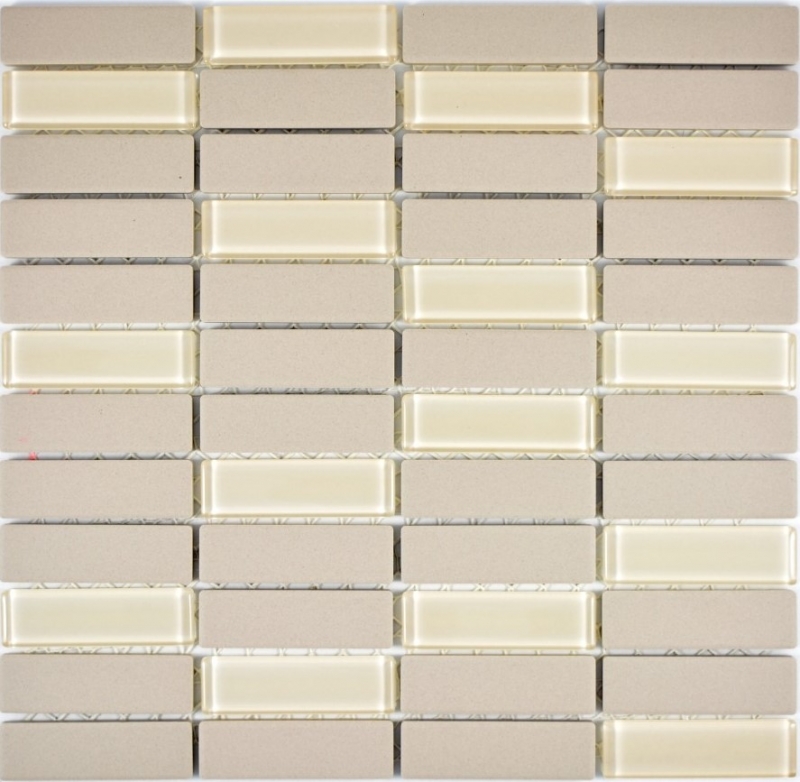 Motif main Carreau de mosaïque Céramique Bâtons beige clair non émaillé Verre Carreau de douche Carreau de sol MOS24-1212-R10_m