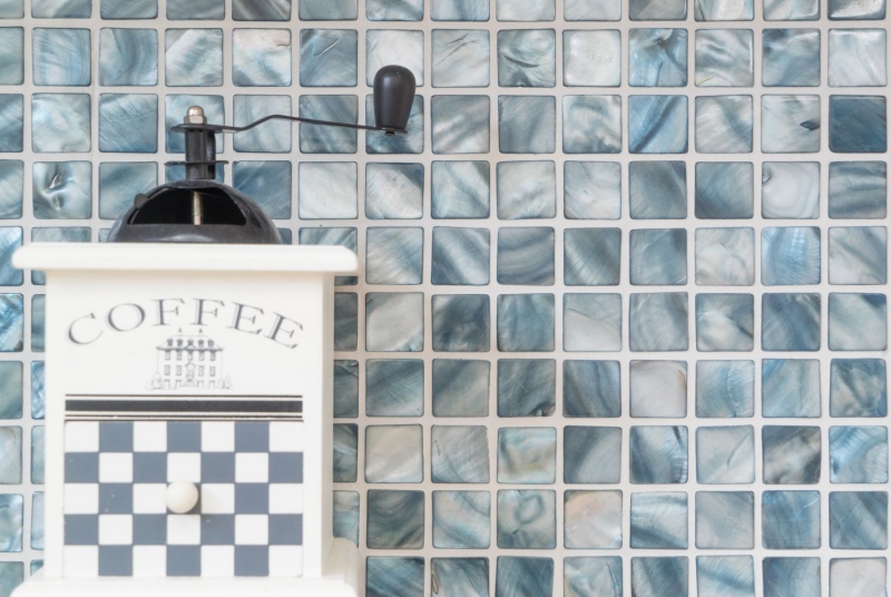 Motif main Mosaïque Coquillage gris bleu Carrelage mural Salle de bain MOS150-SM2582_m