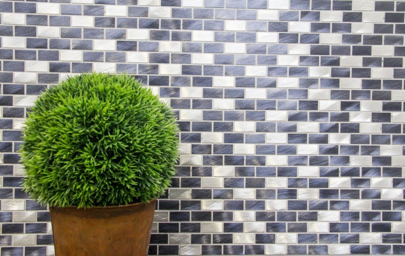 Motif main mosaïque carreau aluminium Brick aluminium noir carrelage cuisine MOS48-0208_m