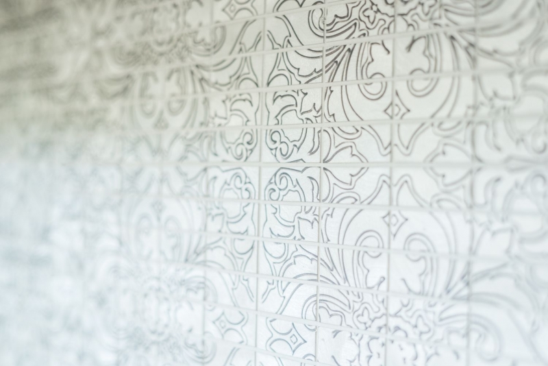 Motif manuel Carreau de mosaïque Aluminium Rectangle Alu argent Miroir de carrelage Cuisine MOS49-C101D_m