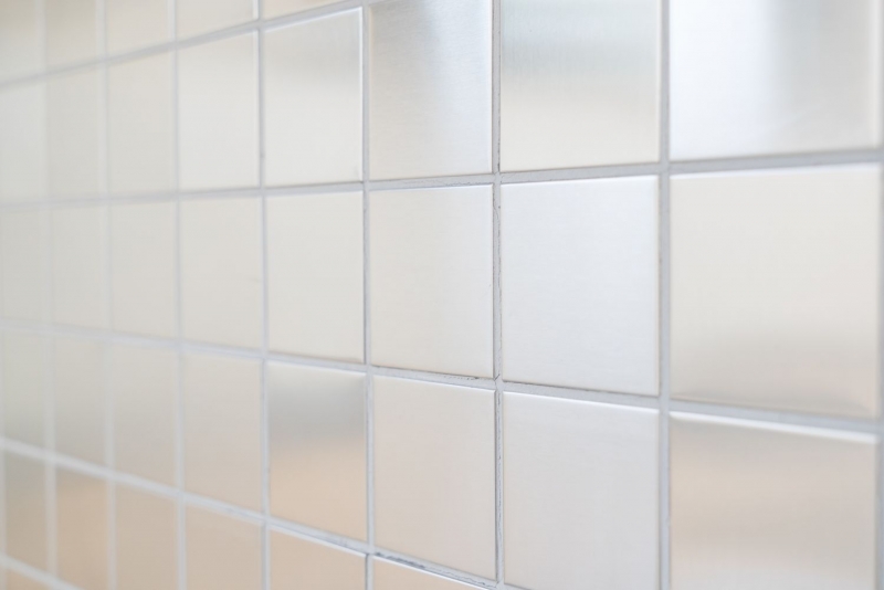 Motif main Carreau mosaïque acier inoxydable argenté acier brossé Carrelage cuisineMOS129-48D_m