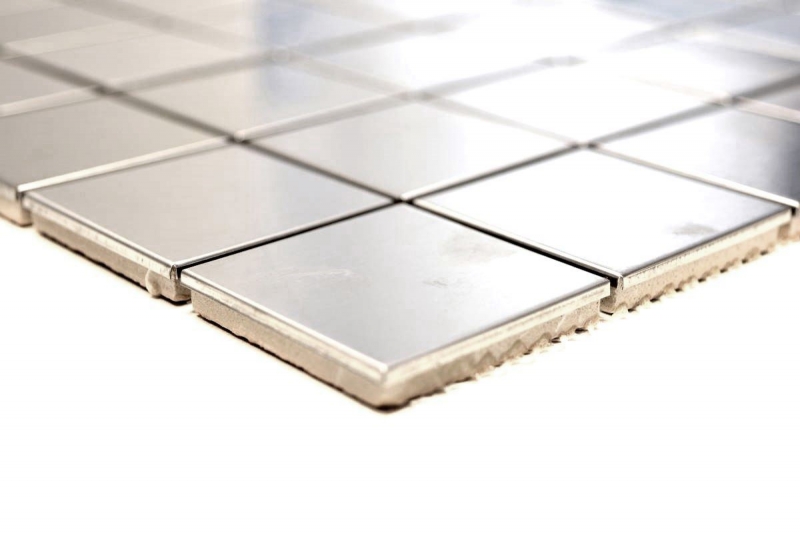 Motif main Carreau mosaïque acier inoxydable argenté acier brossé Carrelage cuisineMOS129-48D_m