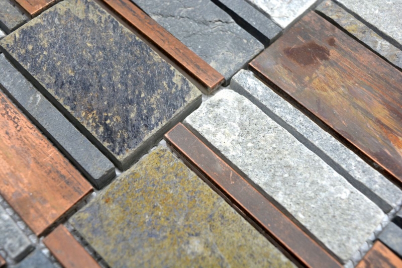 Motif main Mosaïque Cuivre gris rouille cuivre rectangle pierre carrelage cuisine MOS47-575_m