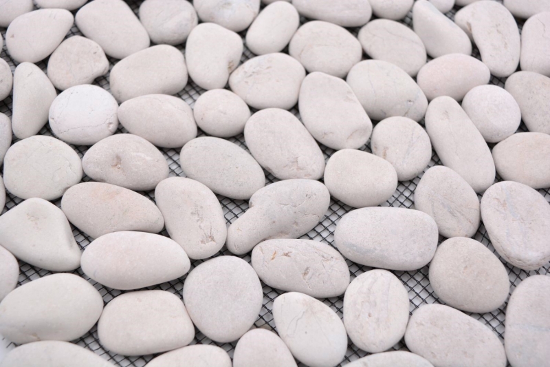 Motif main mosaïque galets de rivière galets de pierre bombés blanc cream MOS30-0102_m