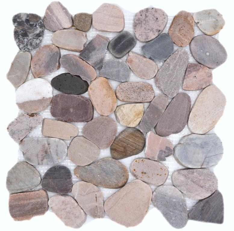 Motif main mosaïque carreau de rivière galets de pierre coupés beige gris rouge MOS30-0204_m