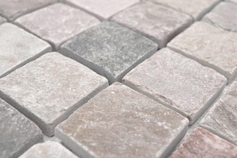 Motif à main Mosaïque Carreau Quartzite Pierre naturelle Quartzite beige Dos de cuisine Protection anti-éclaboussures gris MOS36-0204_m
