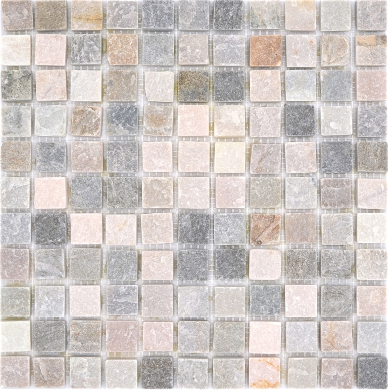 Motif à main Mosaïque Carreau Quartzite Pierre naturelle Quartzite beige Dos de cuisine Protection anti-éclaboussures gris MOS36-0206_m