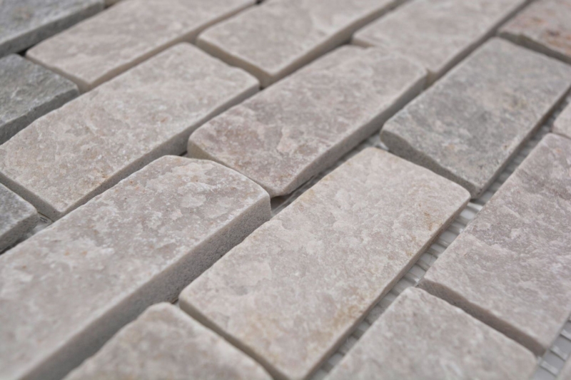 Motif à main Mosaïque Carreau Quartzite Pierre naturelle Brick Quartzite Dos de cuisine Protection anti-éclaboussures beige gris MOS36-0208_m