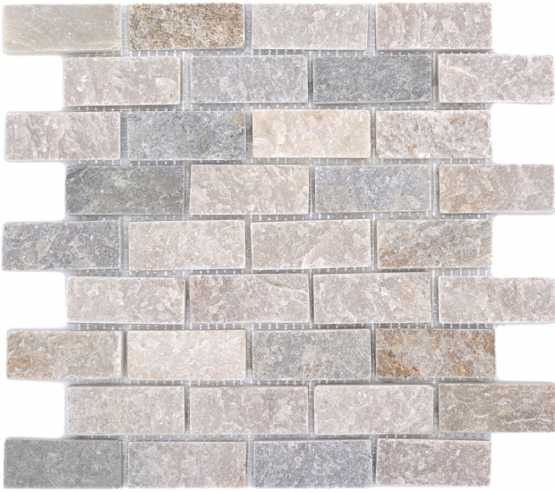 Motif à main Mosaïque Carreau Quartzite Pierre naturelle Brick Quartzite Dos de cuisine Protection anti-éclaboussures beige gris MOS36-0208_m