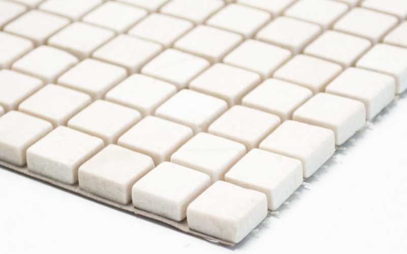 Motif main Carreau de mosaïque Marbre Pierre naturelle blanc Botticino Anticato MOS38-0104_m