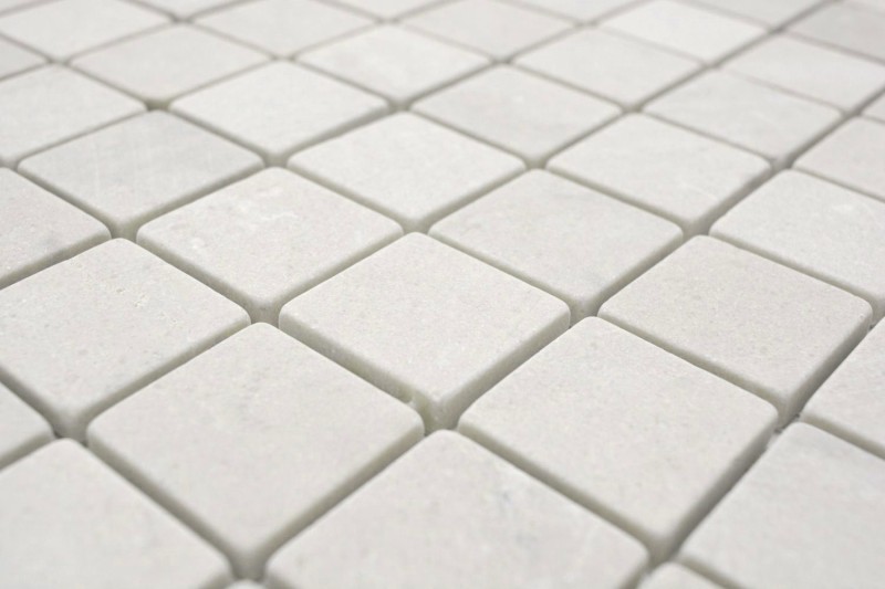 Motif main Carreau de mosaïque Marbre Pierre naturelle blanc Botticino Anticato MOS42-0104_m