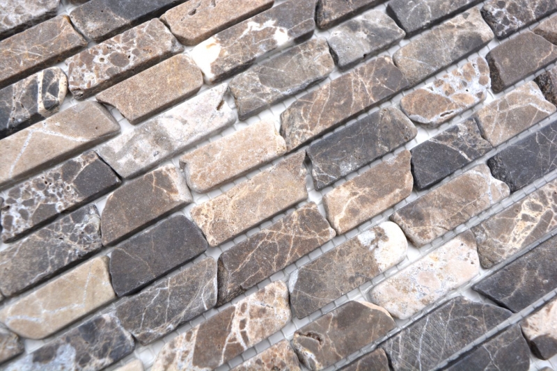 Motif main Carreau de mosaïque Marbre Pierre naturelle Brick Impala brun flammé MOS40-1304_m