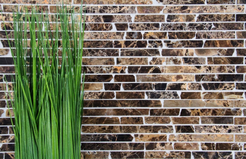 Motif main Carreau de mosaïque Marbre Pierre naturelle Brick Impala brun flammé MOS40-1304_m