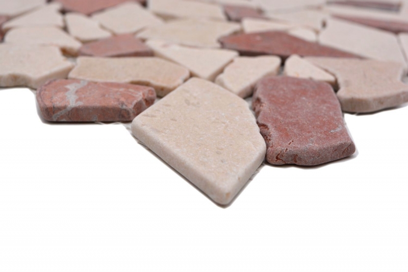 Motif main Carreau de mosaïque Marbre Pierre naturelle rouge beige Bruch Ciot Rosso Verona Botticino MOS44-1002_m