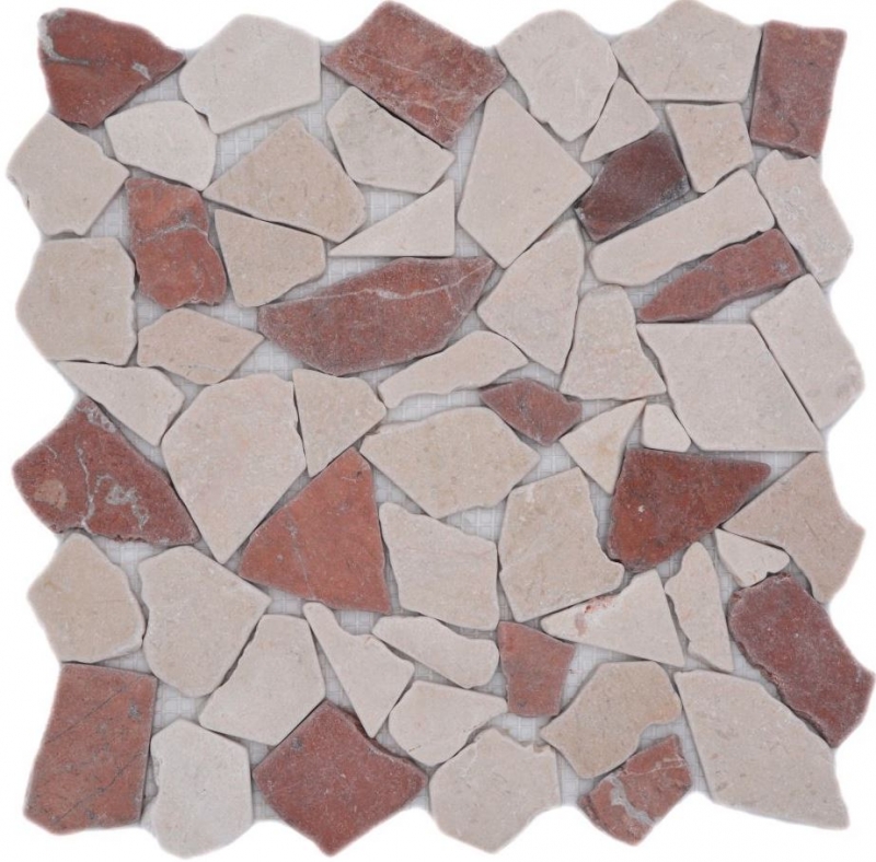 Motif main Carreau de mosaïque Marbre Pierre naturelle rouge beige Bruch Ciot Rosso Verona Botticino MOS44-1002_m