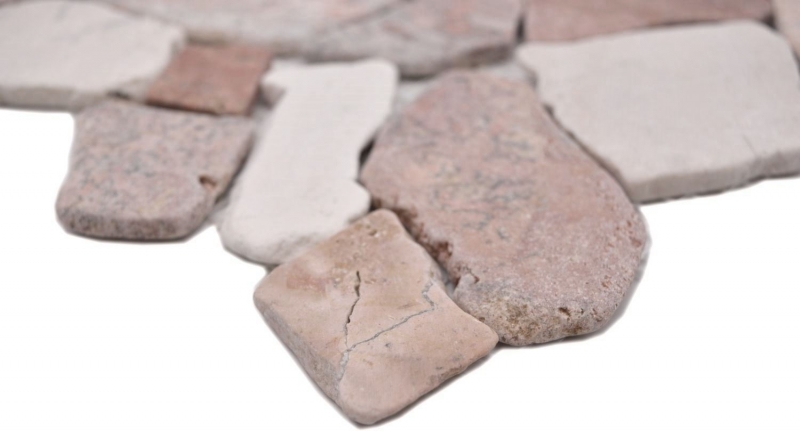 Motif main Carreau de mosaïque Marbre Pierre naturelle beige rouge Bruch Ciot RossoCream MOS44-30-130_m