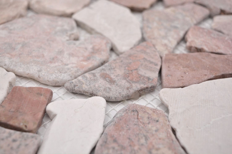 Motif main Carreau de mosaïque Marbre Pierre naturelle beige rouge Bruch Ciot RossoCream MOS44-30-130_m
