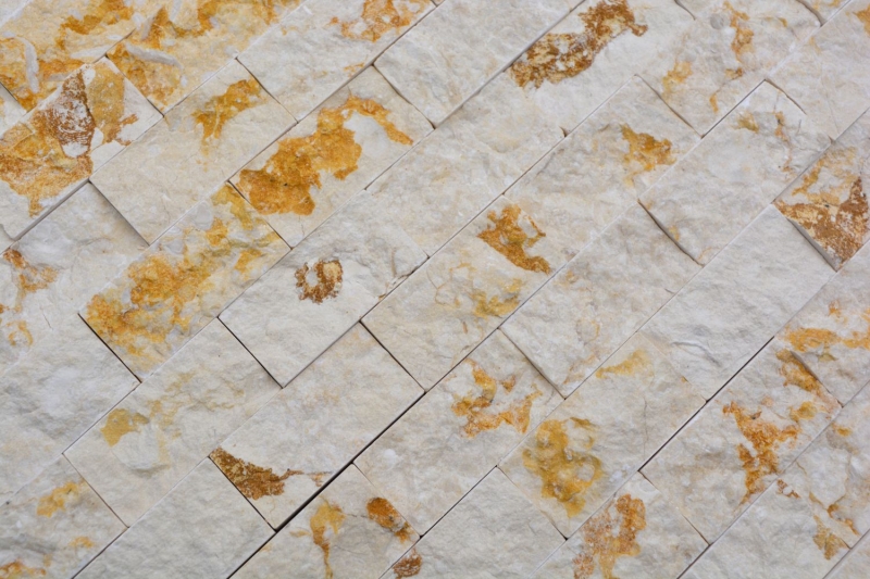 Échantillon manuel de mosaïque de mur en pierre Marbre pierre naturelle Brick Splitface sunny beige 3 D MOS42-X3D46_m